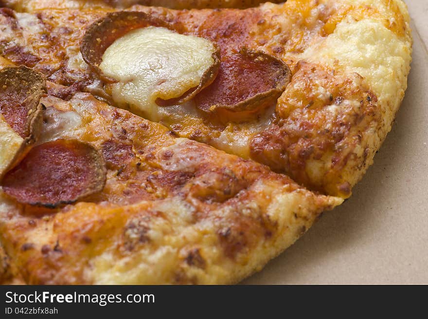 Pepperoni pizza serve when hot, a good food from italia