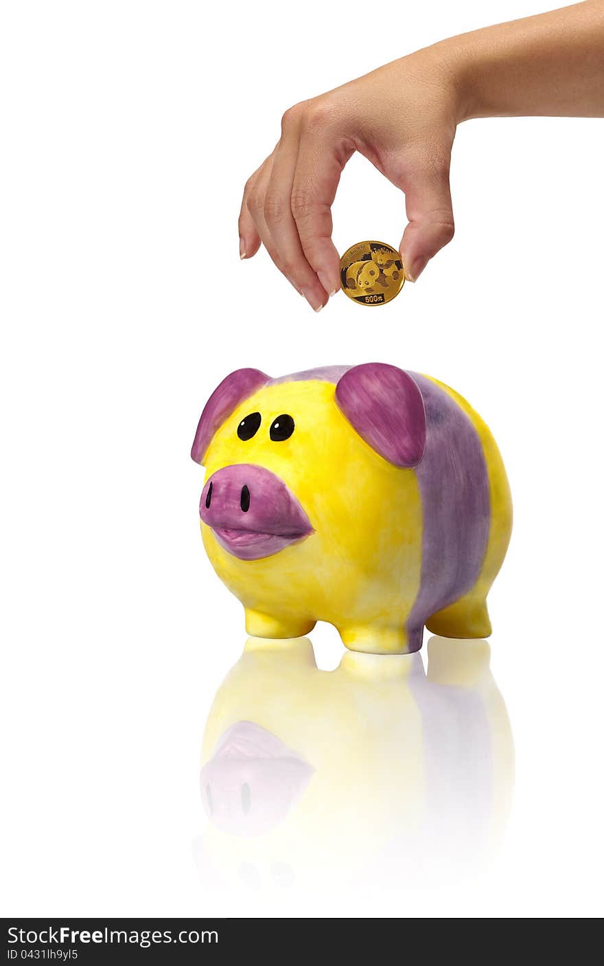 Savings In Piggybank With Gold Coins