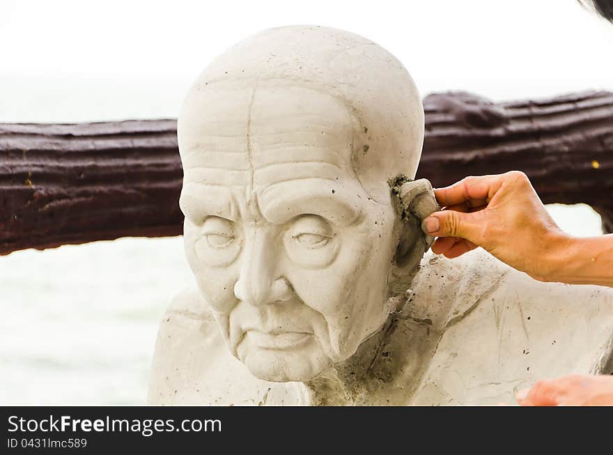 Buddha Statue making on process by technician. Buddha Statue making on process by technician