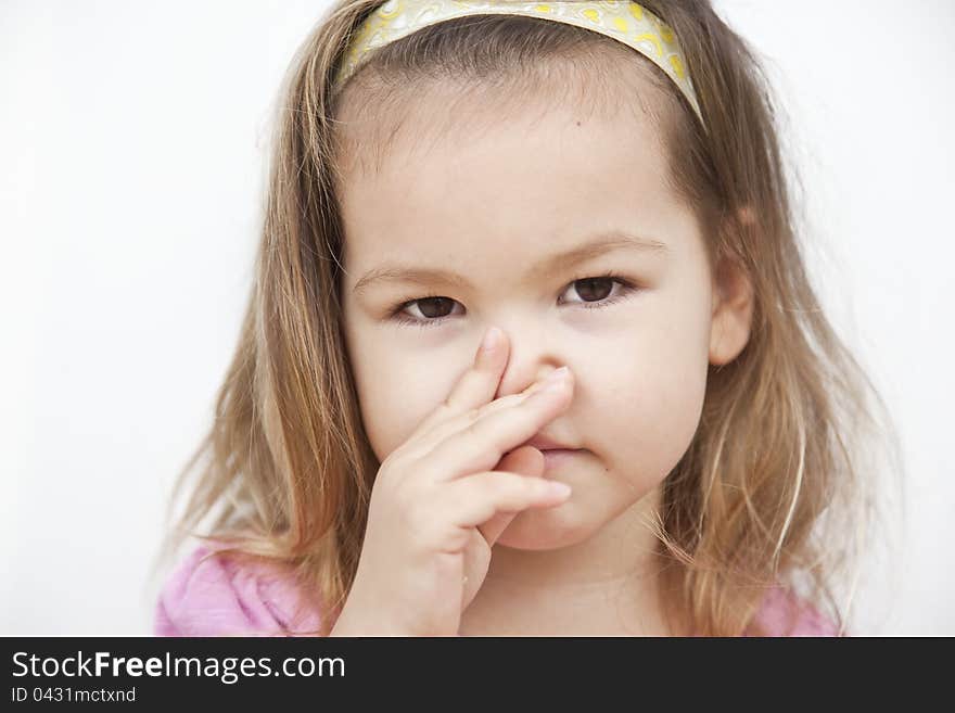 Portrait of Asian girl on a white background