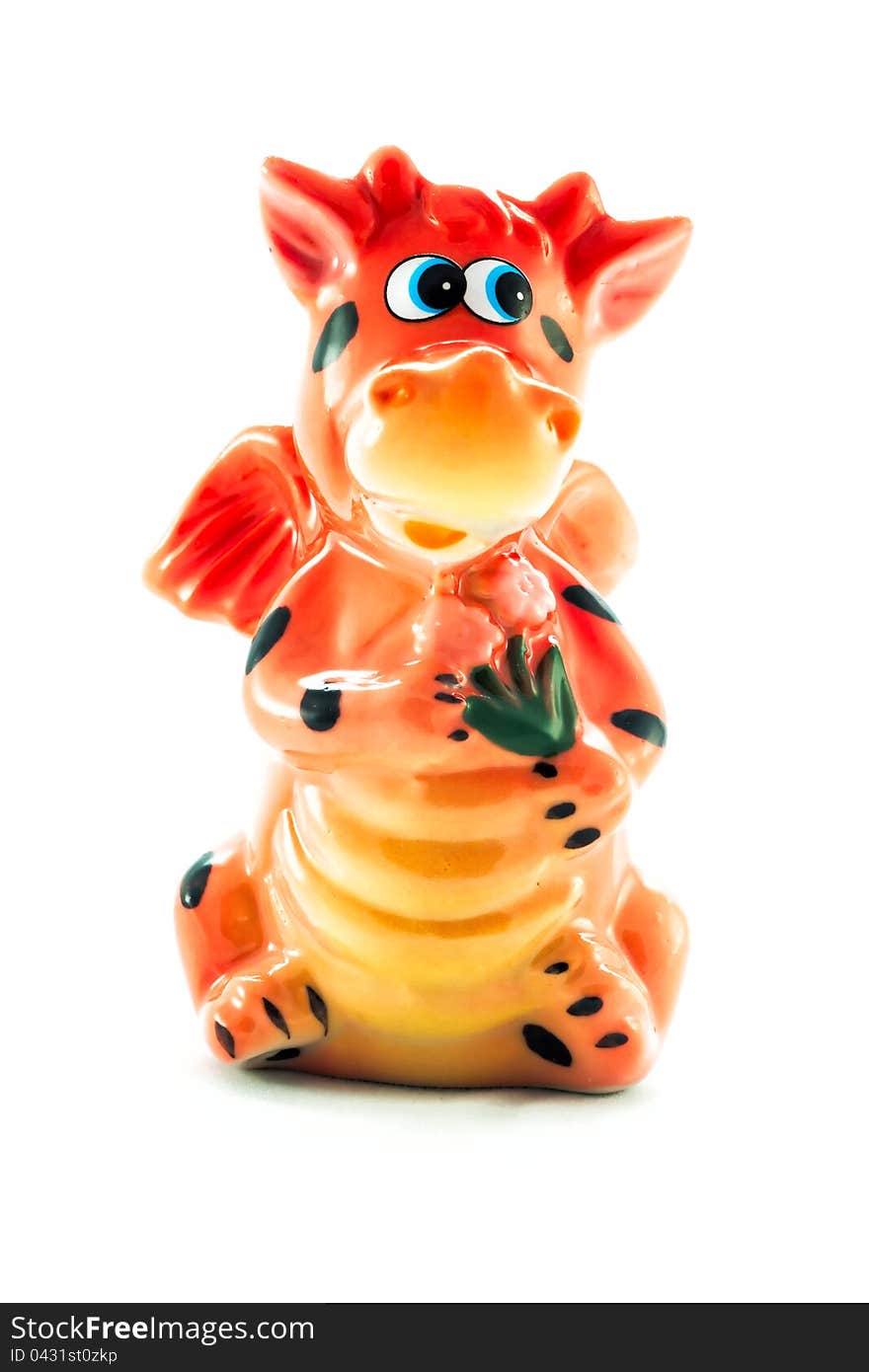 China dragon figurine on a white background