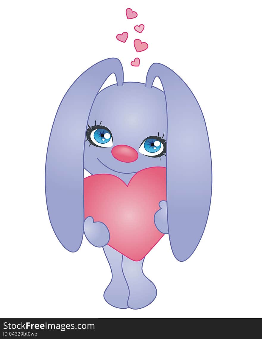 Funny rabbit with heart