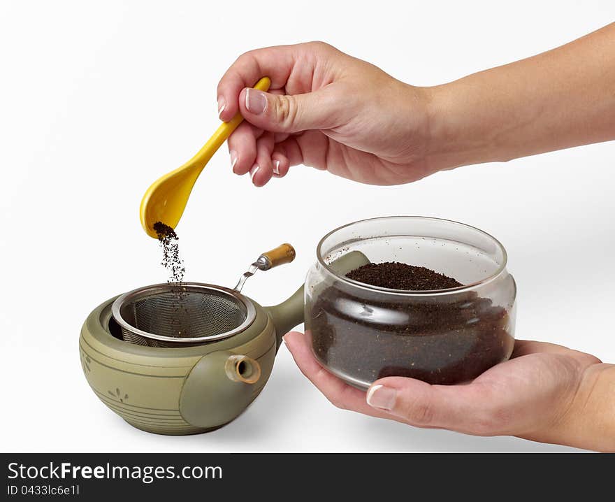 Person S Hand Preparing Tea