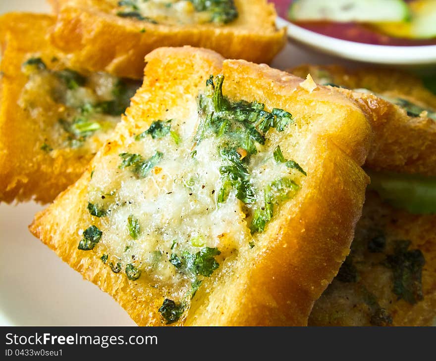 Close up food bread fry. Close up food bread fry