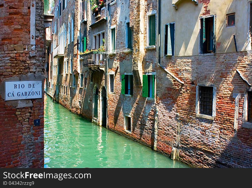 Italy. Venice. View on a small canal.