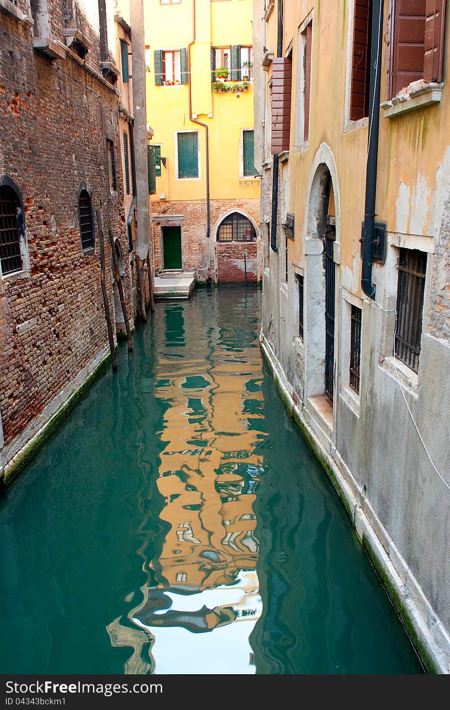 Italy. Venice. View on a small canal.