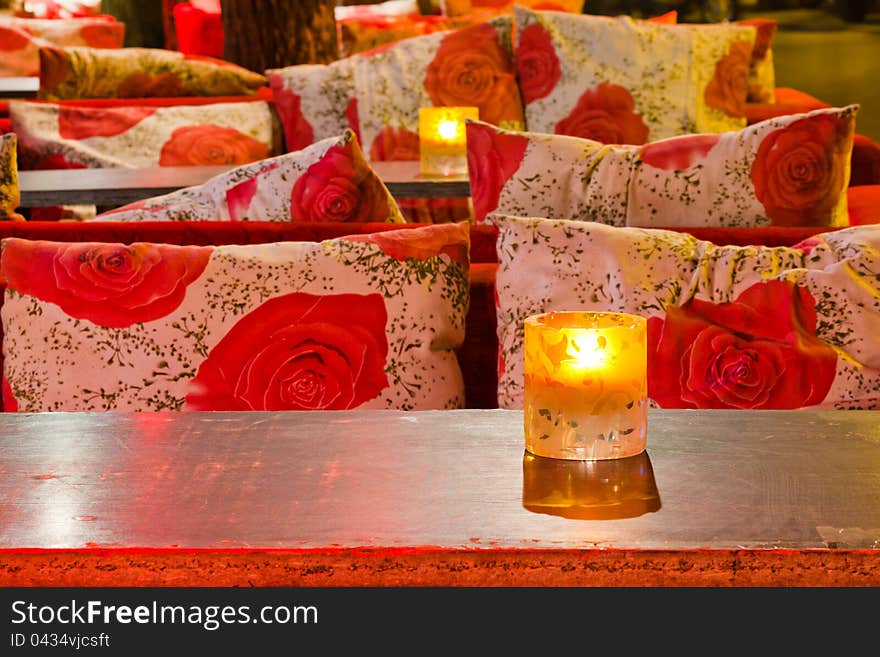 Romantic aura of the cosy restaurant, dinner time. Romantic aura of the cosy restaurant, dinner time