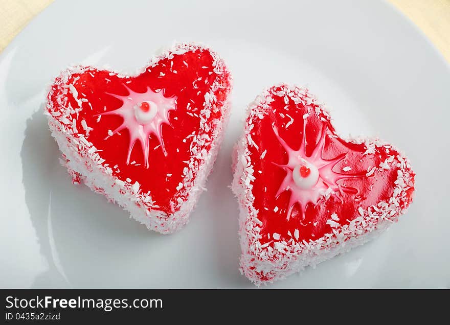 Pie in the form of heart close up. Pie in the form of heart close up