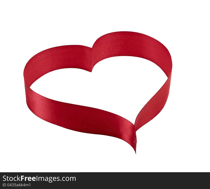 Heart shaped ribbon symbol isolated on white