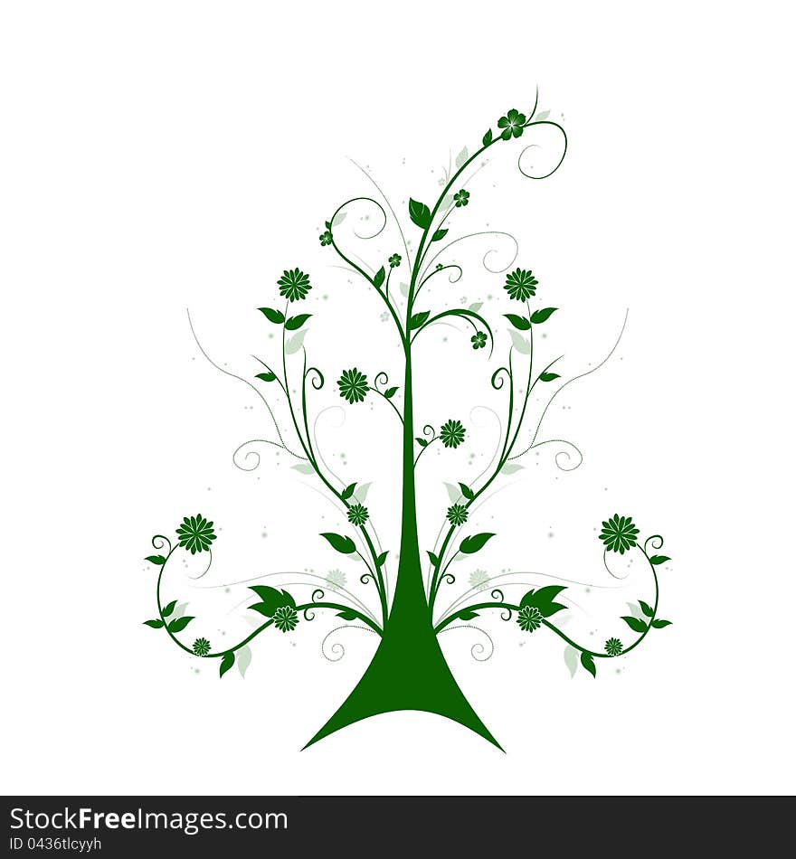 Beautiful abstract floral tree isolated on white background. Beautiful abstract floral tree isolated on white background