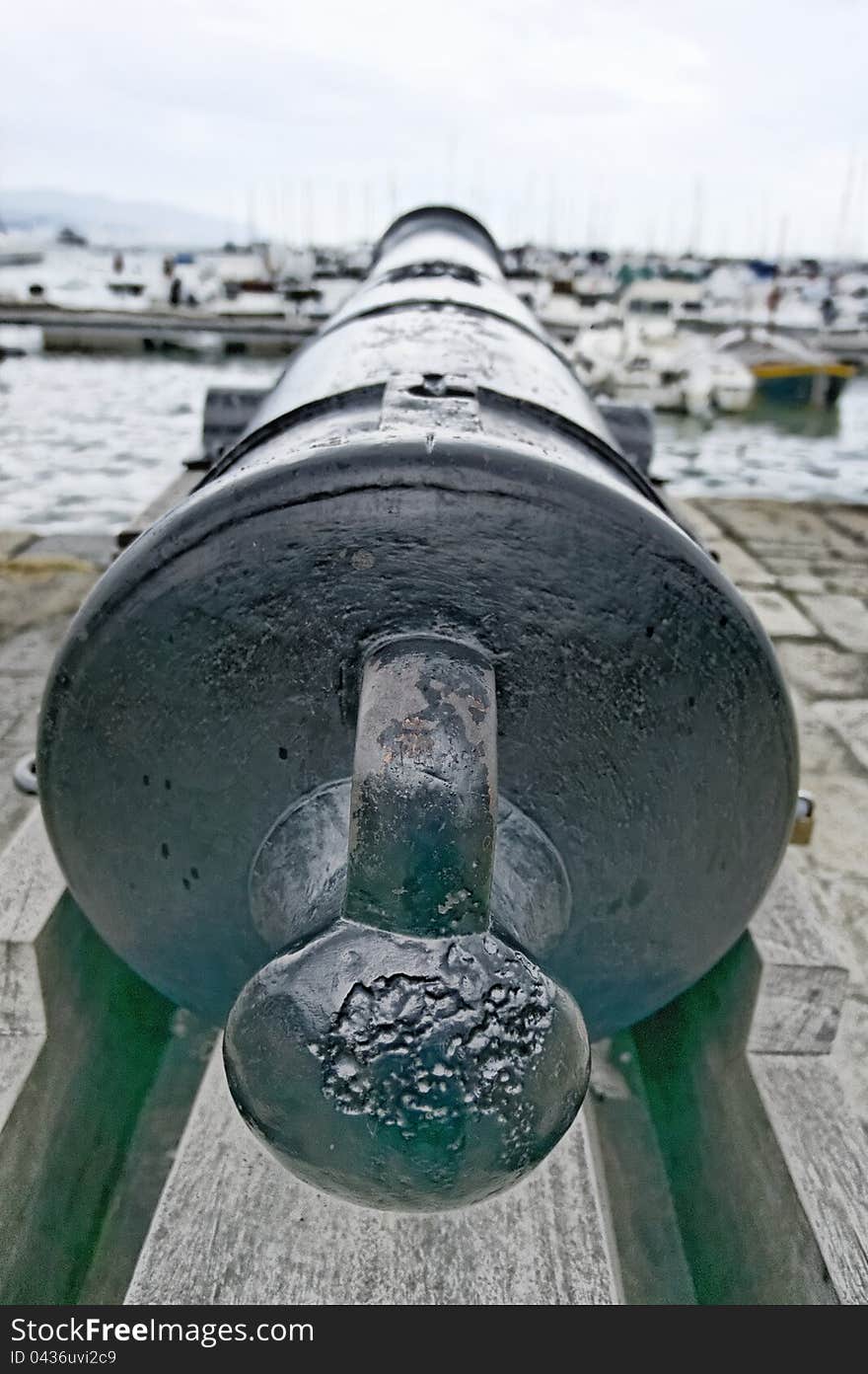 Old cannon in la spezia italy