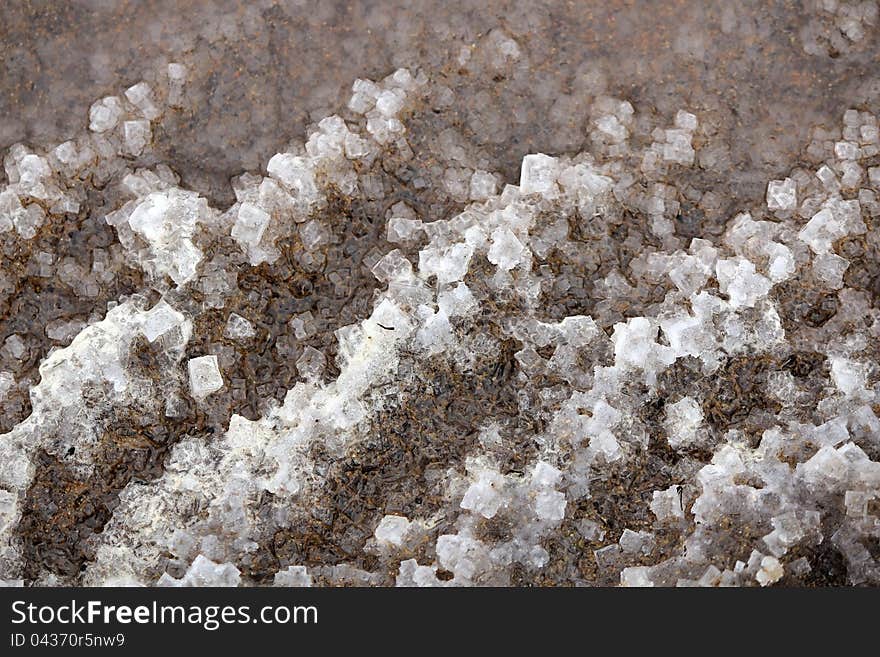 Commercial Salt Pans detail at Pelican Point Walvis Bay, Namibia