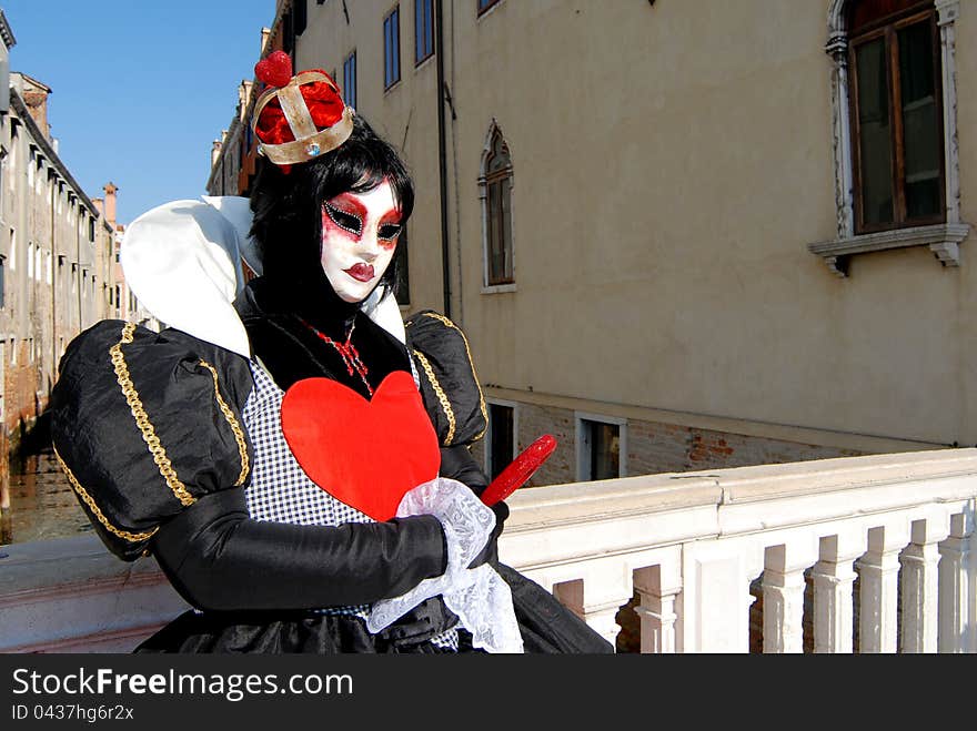 Venetian masks during sensation venetian carnival in Venice