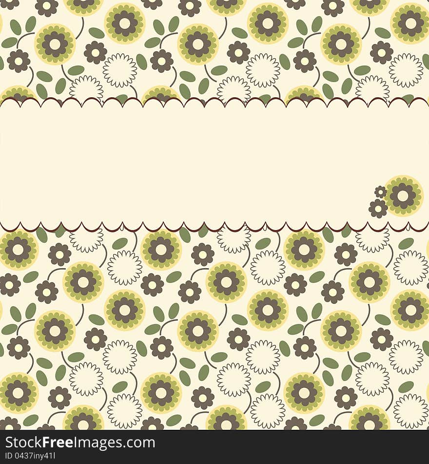 Vector floral pattern with a frame