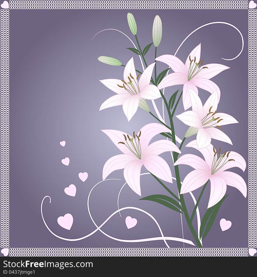 Beautiful spring wallpaper with lily flowers