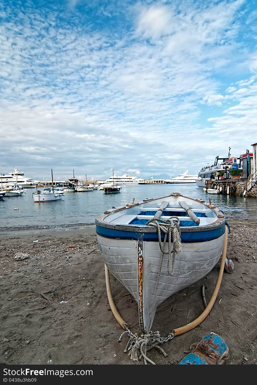 Fishing boat on the shore. Capri. Fishing boat on the shore. Capri.