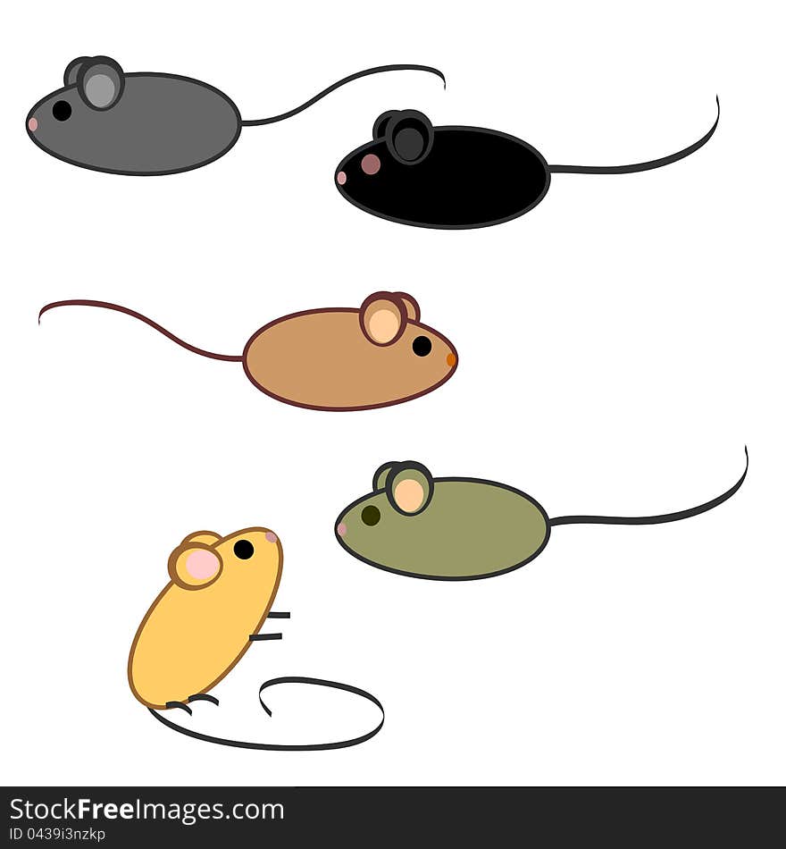 Mice set in simple style