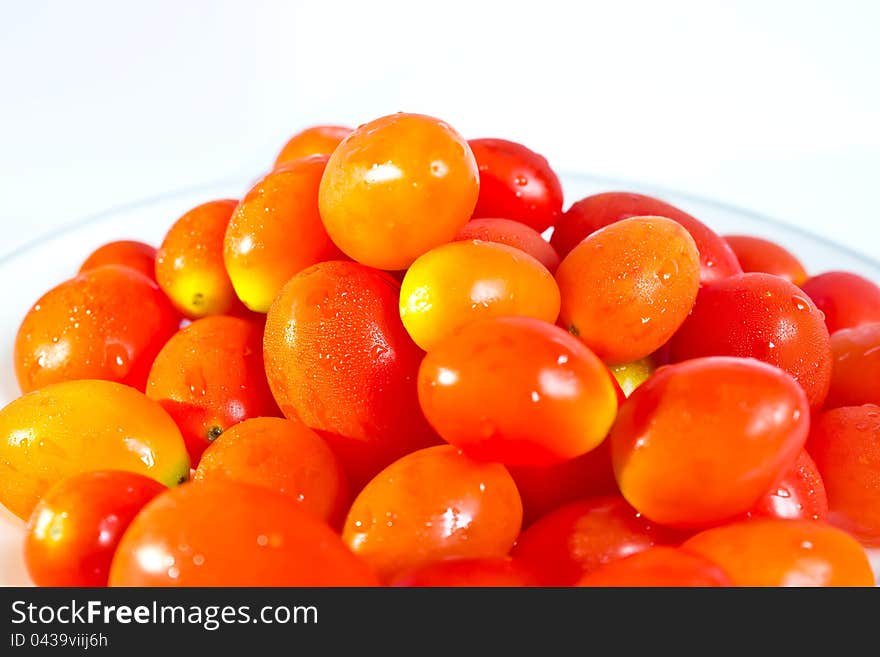 Dish of small and fresh tomato