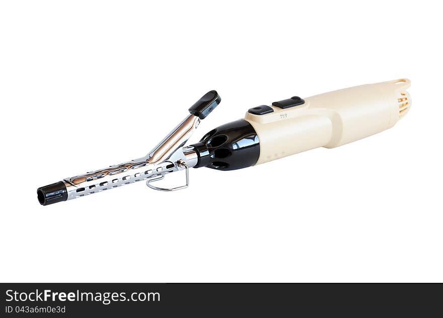 Modern curling tongs isolated on white background with clipping path. Modern curling tongs isolated on white background with clipping path