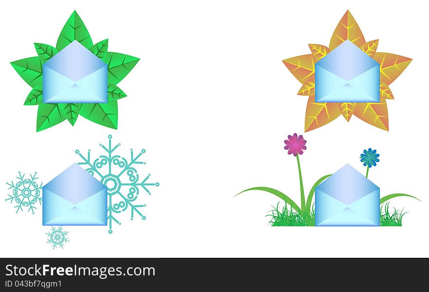 Vector illustration. Four envelope with the background. Vector illustration. Four envelope with the background