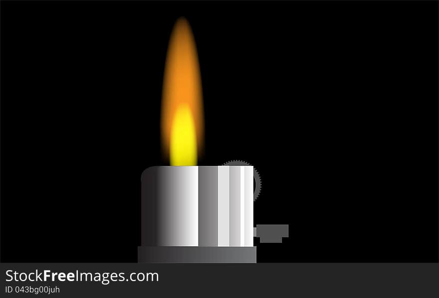 Vector illustration. Gas Lighter burns