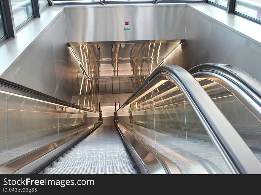 Shanghai, Modern Escalators in corporate building. Shanghai, Modern Escalators in corporate building