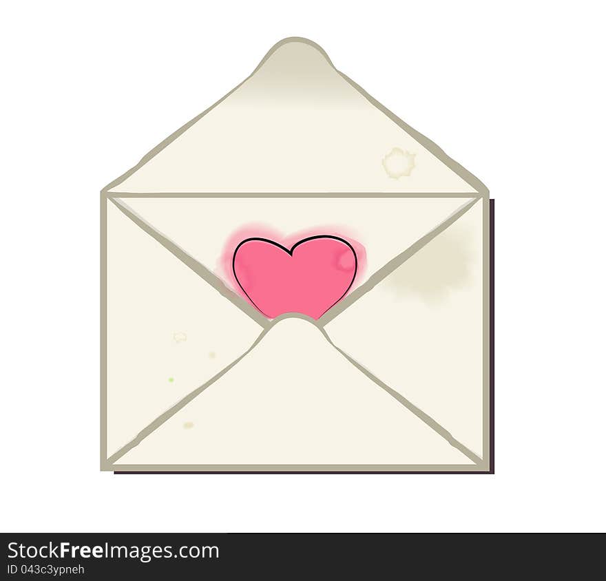 Envelope letter  heart  valentine's day,  illustration. Envelope letter  heart  valentine's day,  illustration