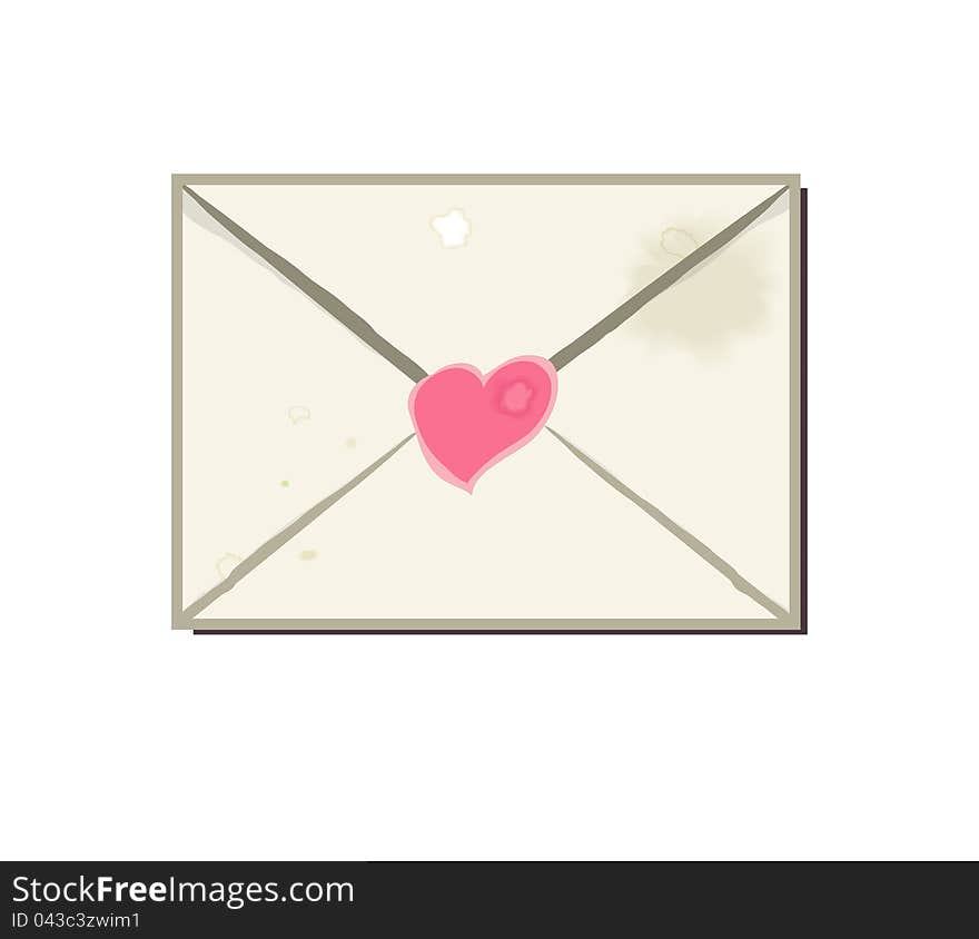 Envelope letter heart valentine's day, illustration. Envelope letter heart valentine's day, illustration