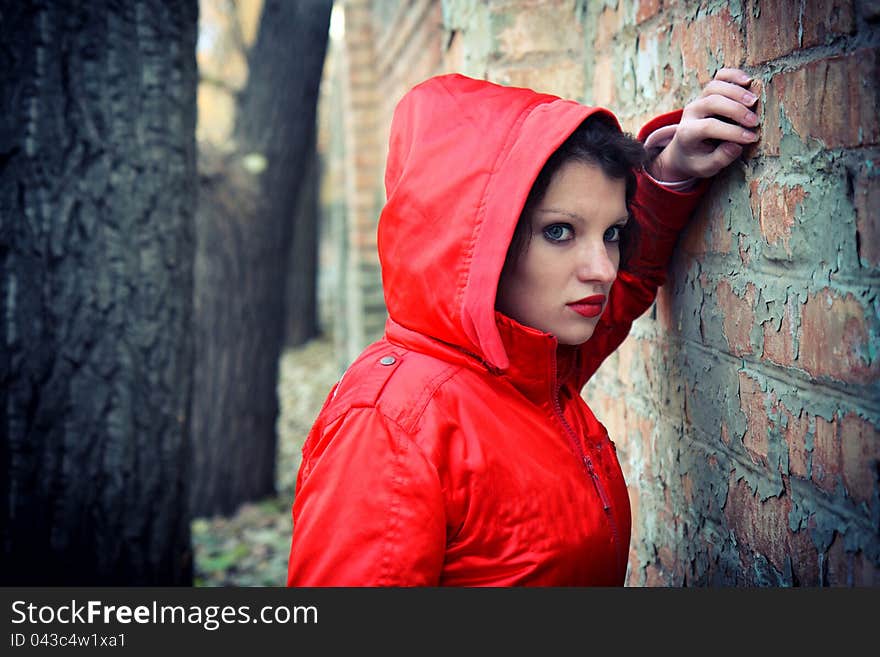 Depressed teenager facing her own problems outdoor.