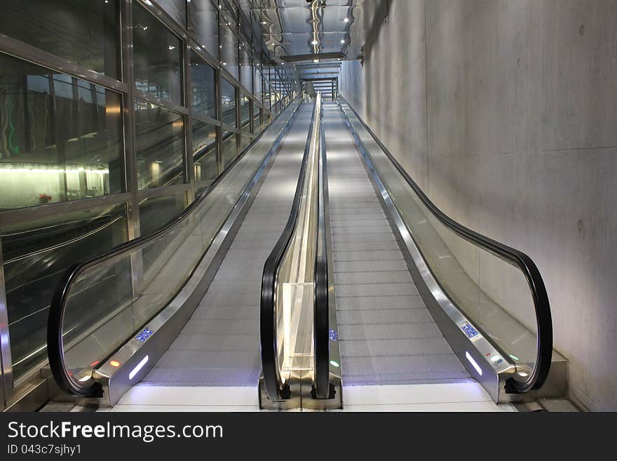 Washington, Modern Escalators in corporate building. Washington, Modern Escalators in corporate building