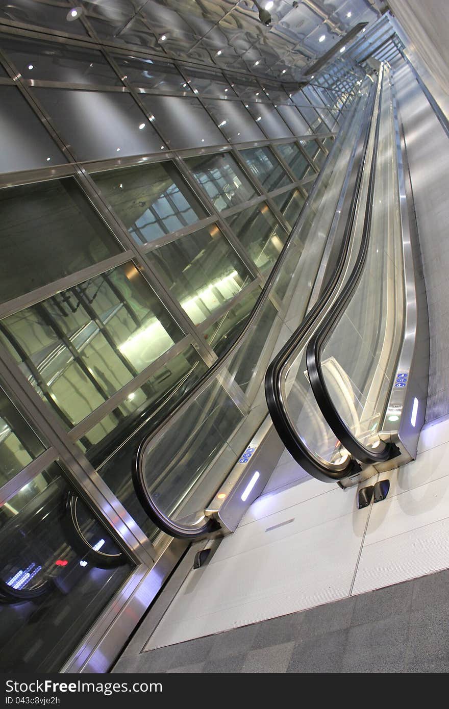 Washington, Modern Escalators in corporate building. Washington, Modern Escalators in corporate building