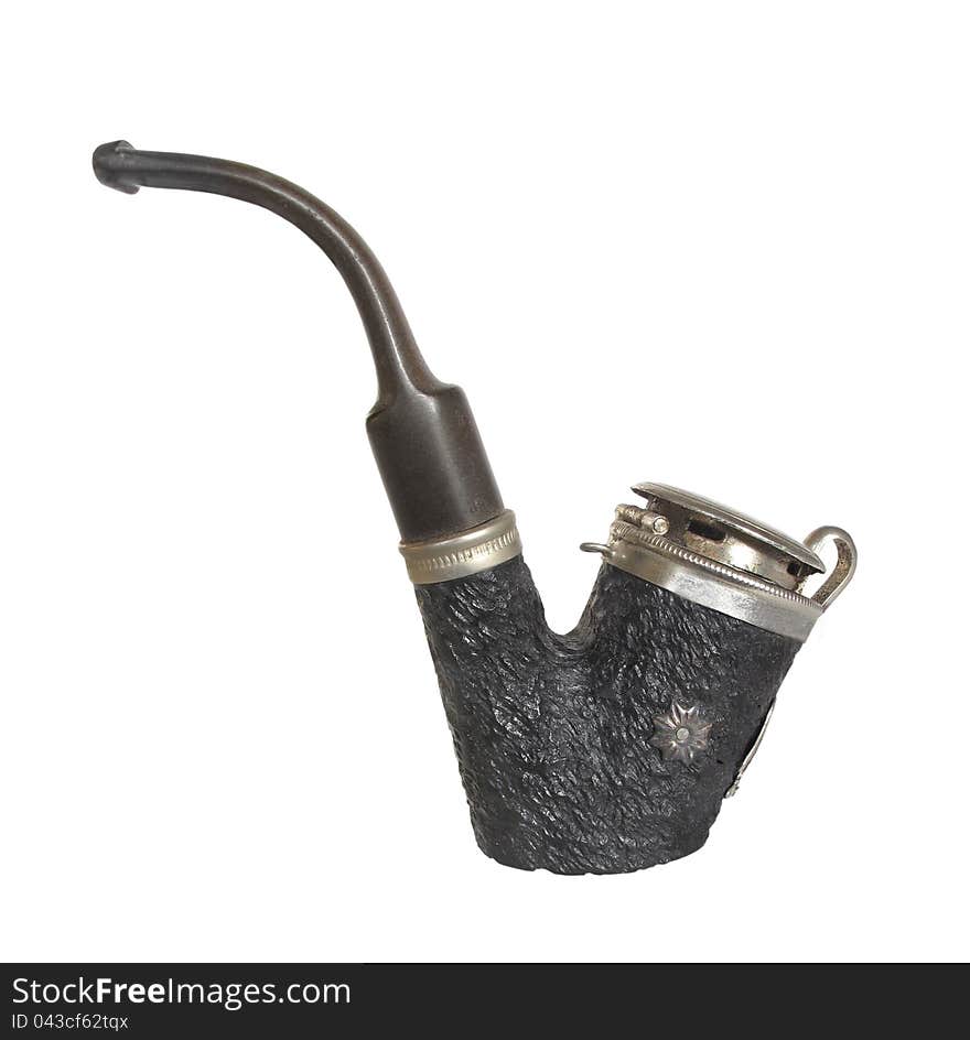 Old fancy smoking pipe isolated.