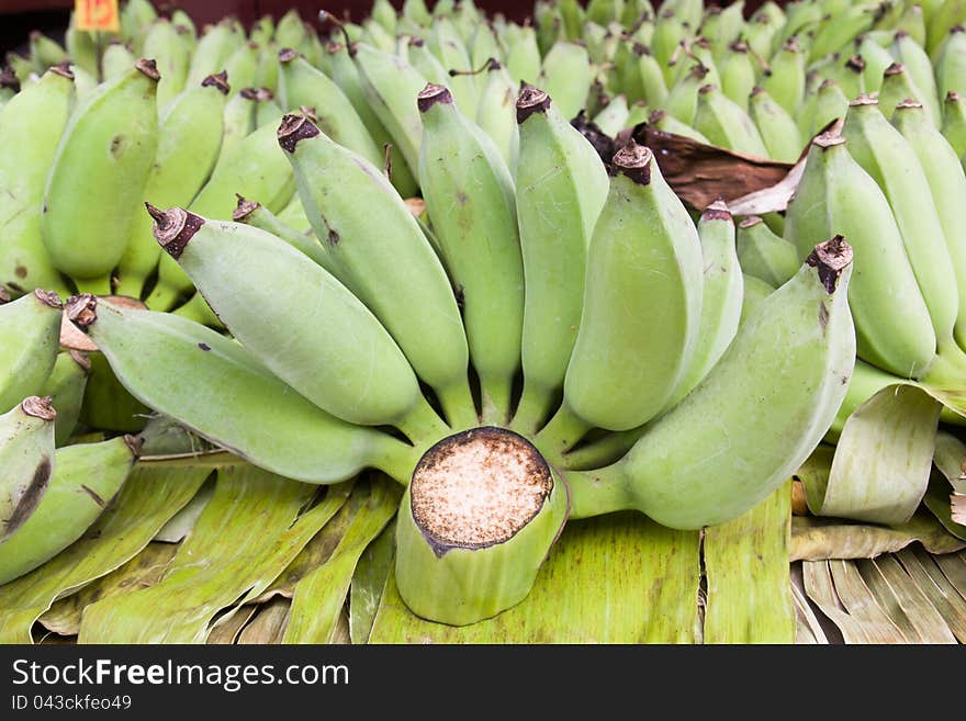 Heap of bananas on a market