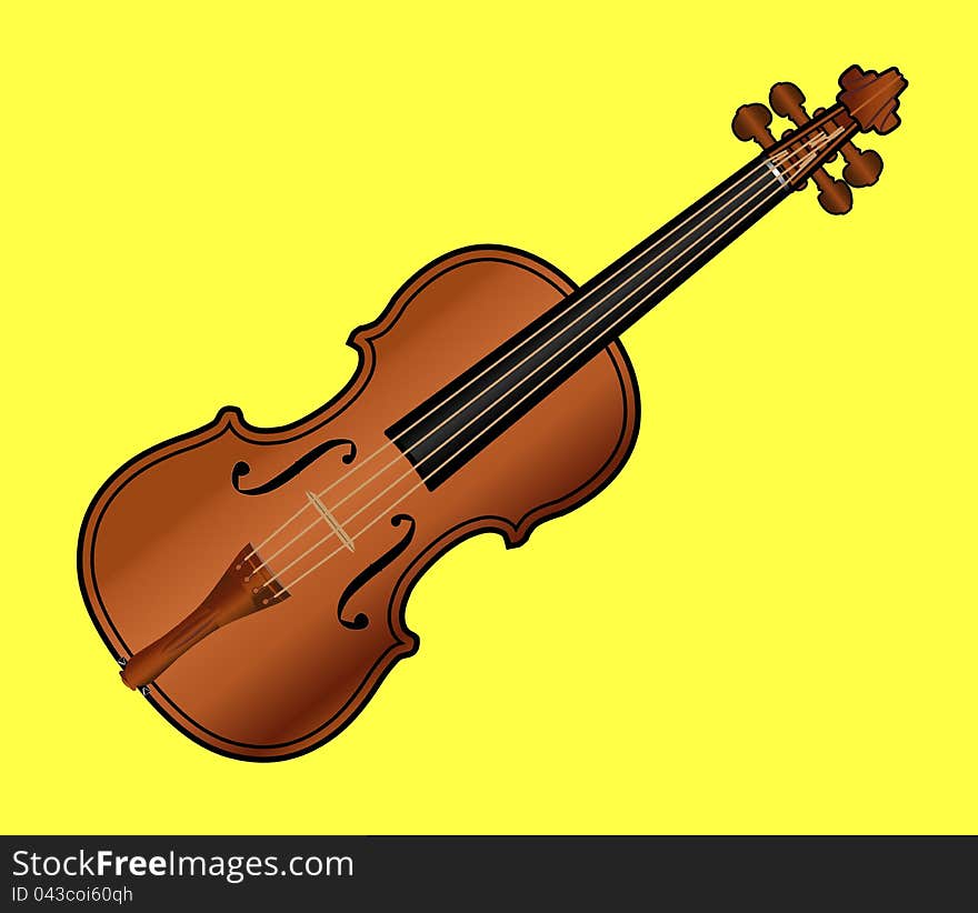 Violin on Yellow Background