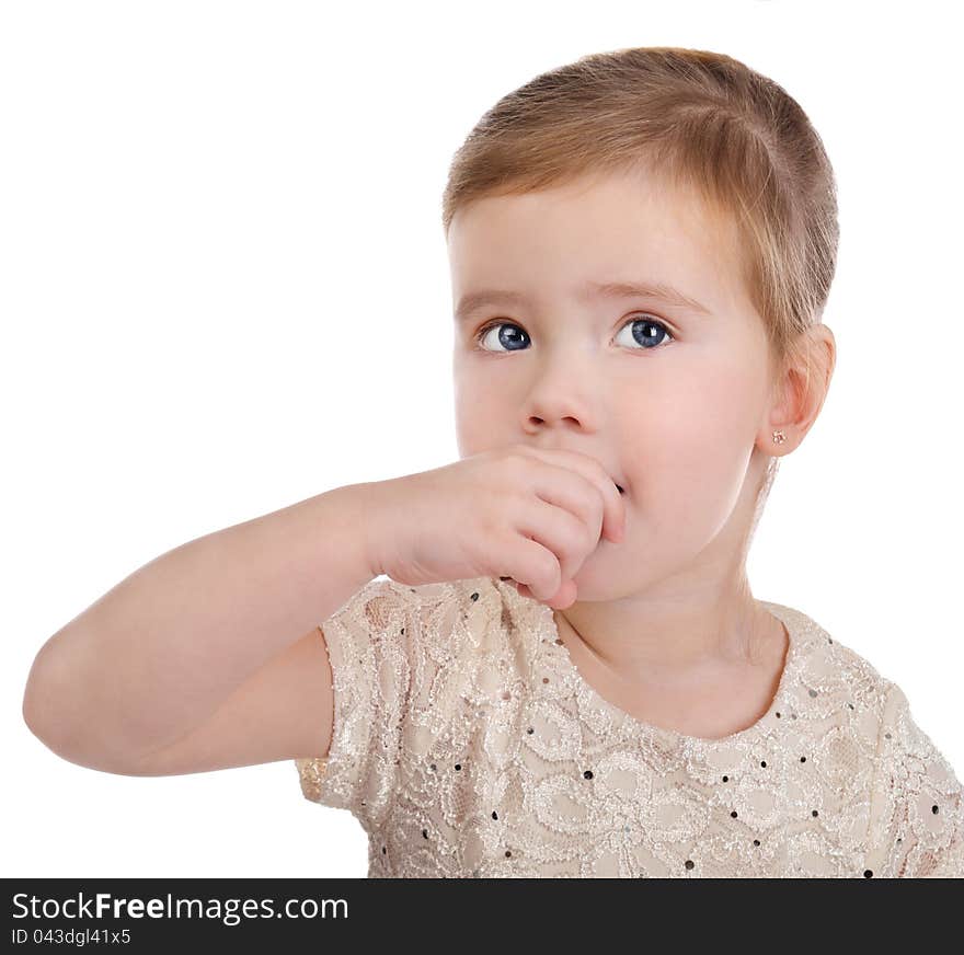 Portrait of little girl eating chocolate