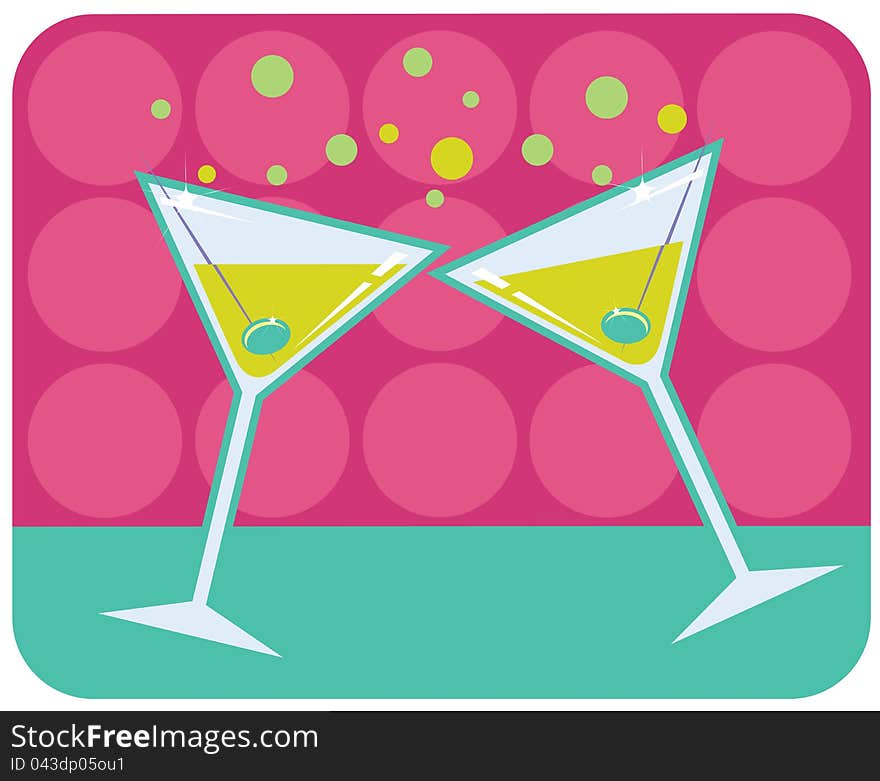 Martinis retro style illustration.