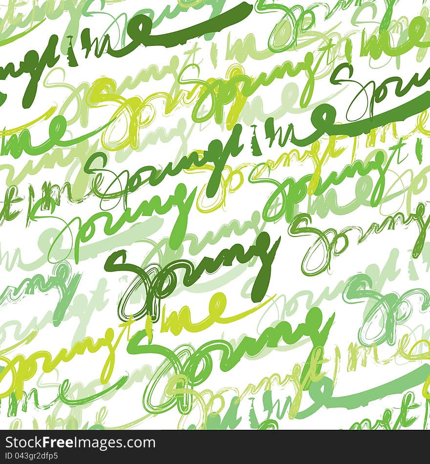 Seamless background pattern. Will tile endlessly. Inscriptions Springtime. Seamless background pattern. Will tile endlessly. Inscriptions Springtime