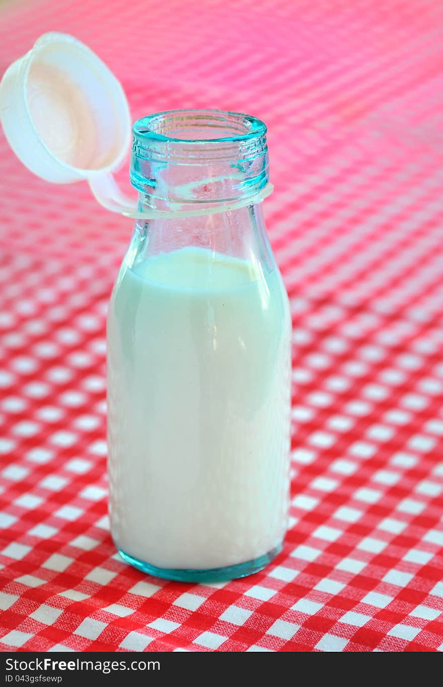 Bottle of milk on table