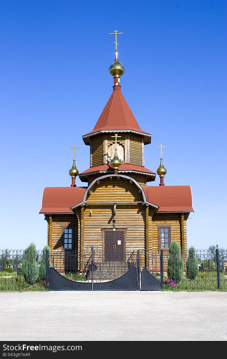 A small chapel on a background of blue sky