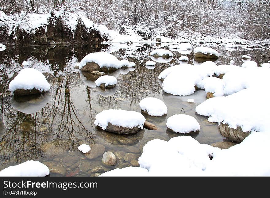 Winter stream reflection