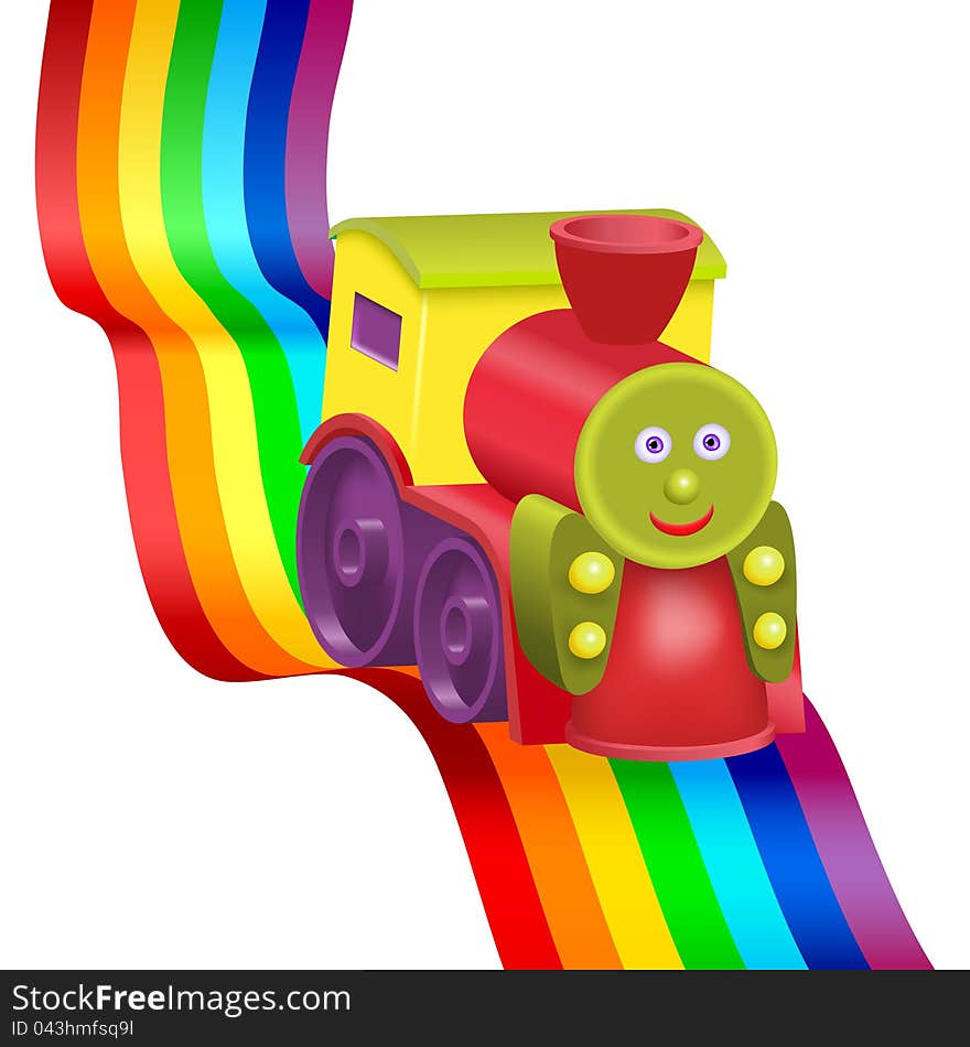 Rainbow And Funny Locomotive