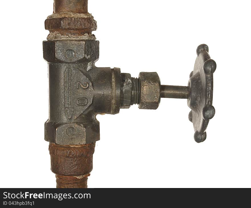 Old Water valve isolated on white background