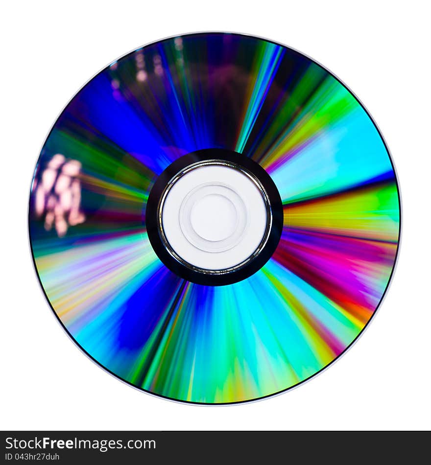 CD or DVD on white background