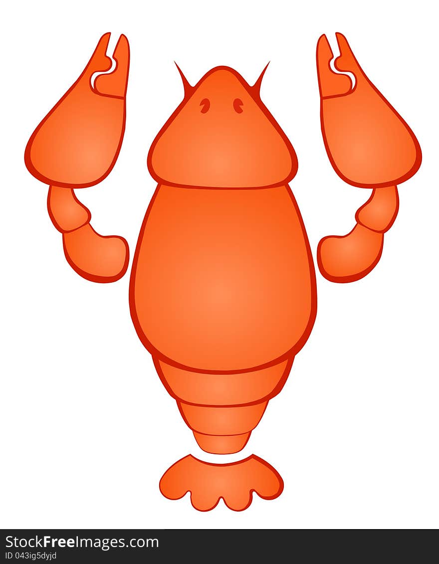 Orange stylized crab on white background