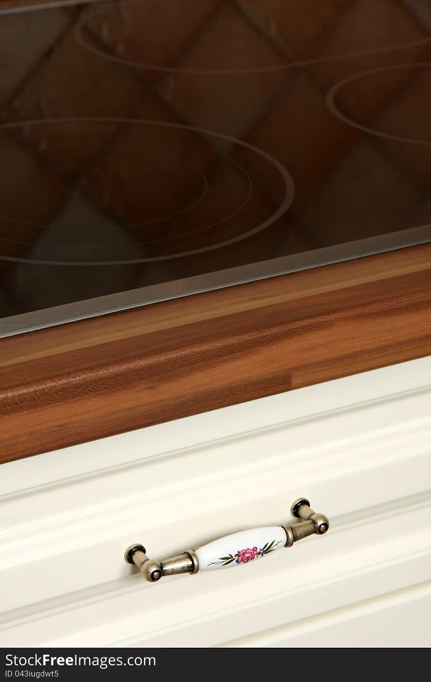 Close up shot of kitchen worktop and drawer