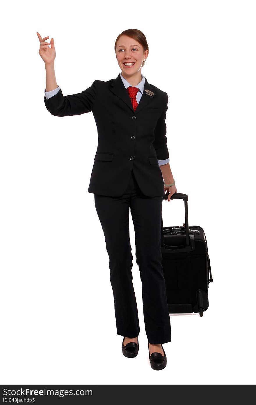 Flight Attendant Hailing A Taxi