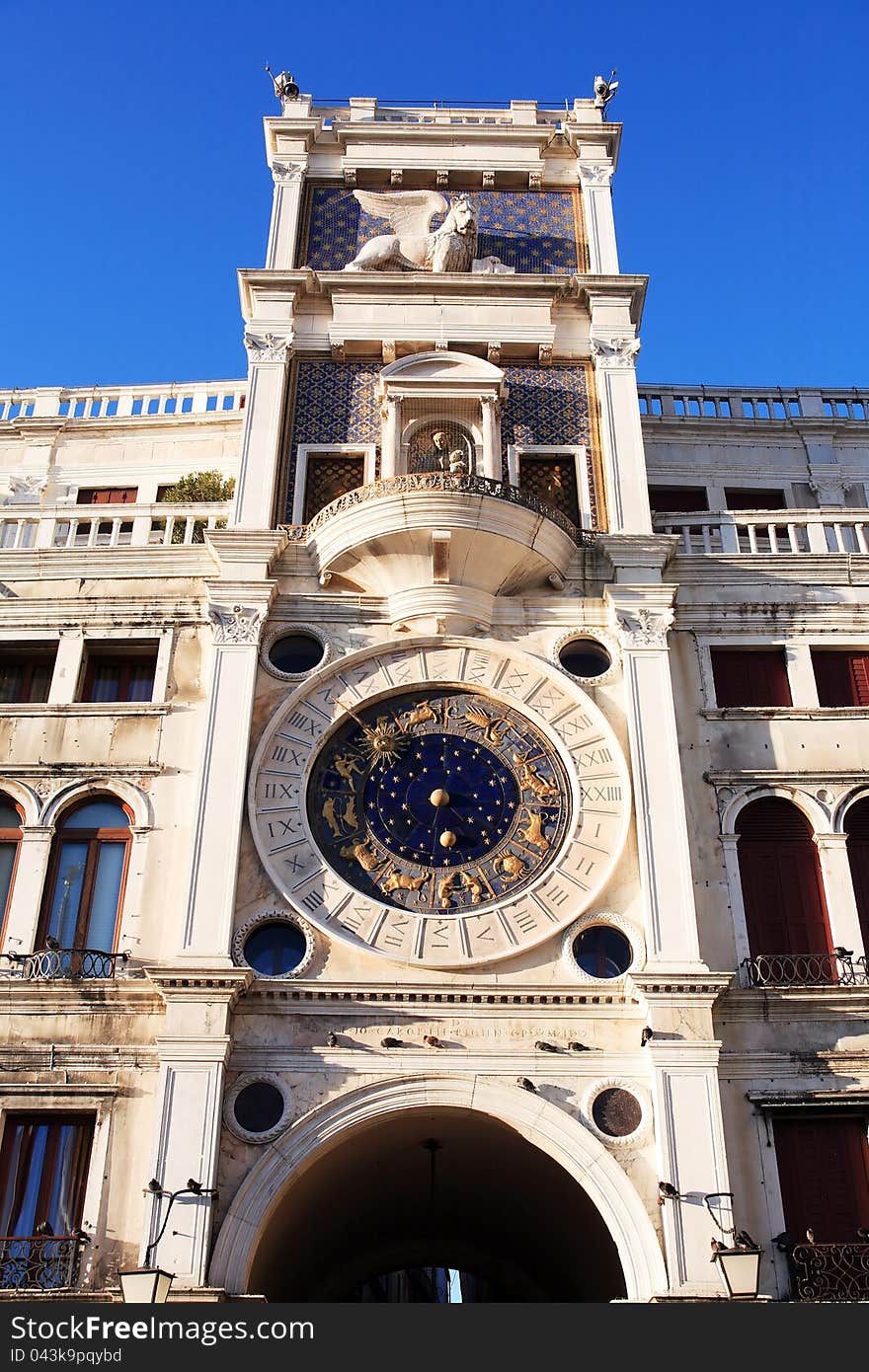 Clock Tower In Venice, Italy