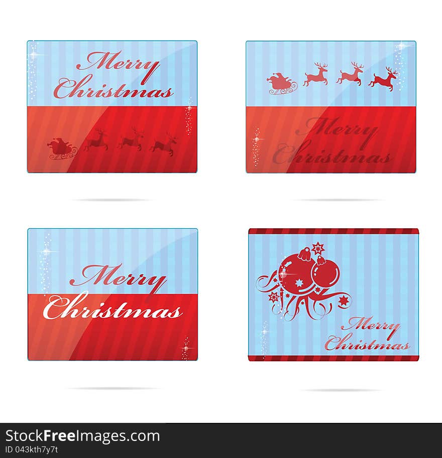 Christmas symbols set red and blue color isolated