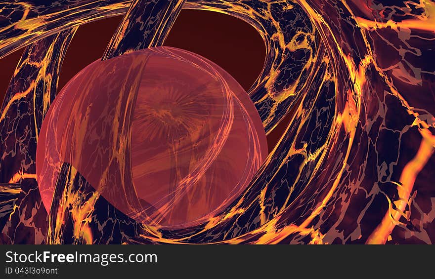 Red sphere with magmatic torus. Red sphere with magmatic torus