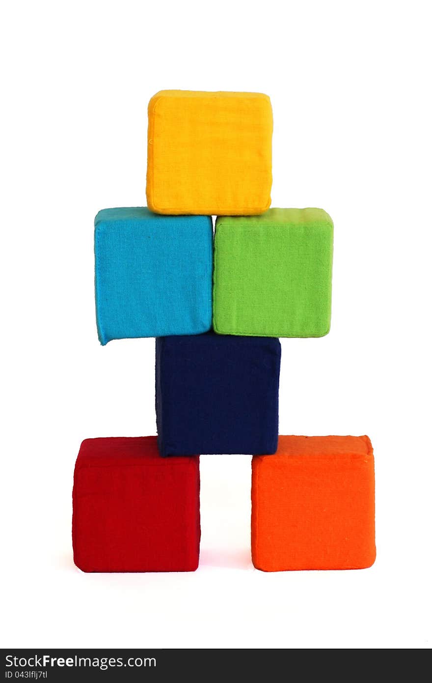 Tower of colored cubes for playing baby. Tower of colored cubes for playing baby